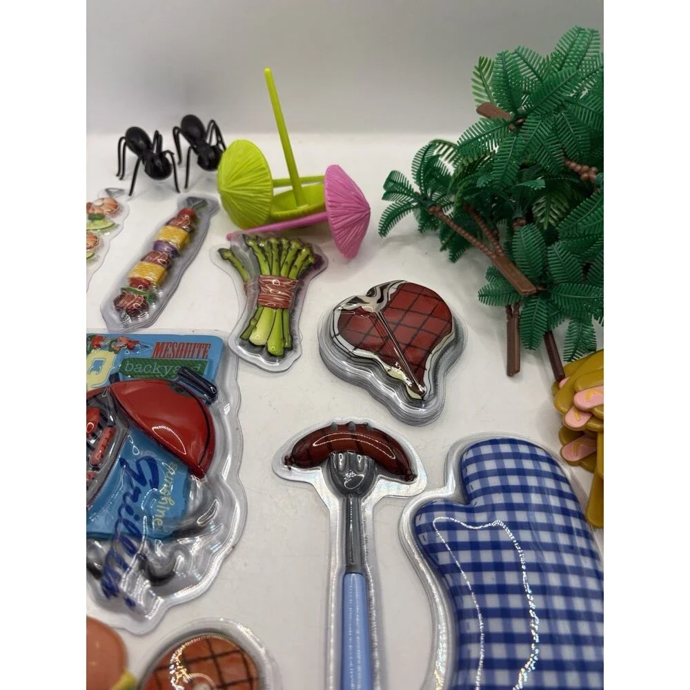 Lot Of 50+ Backyard Barbecue Cake /Cupcake Toppers/Picks Food, Spatulas,Trees